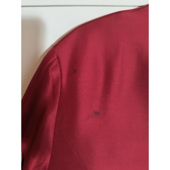 Silk Land Silk Blouse Women's 16 Red Button Down Embroidered Beaded Long Sleeve - Picture 6 of 13